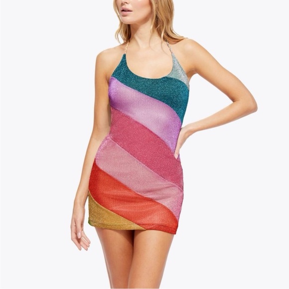 Kurt Geiger Colorful Halter Mini Dress - Picture 3 of 5